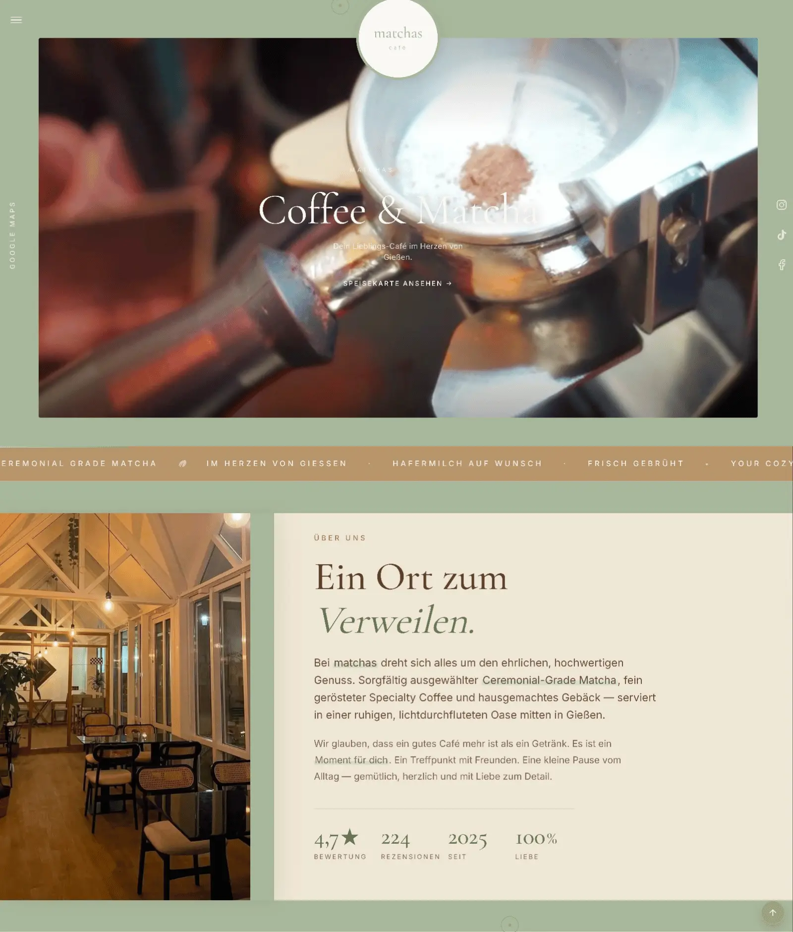 matchas Café — Coffee & Matcha im Herzen von Gießen, Website live