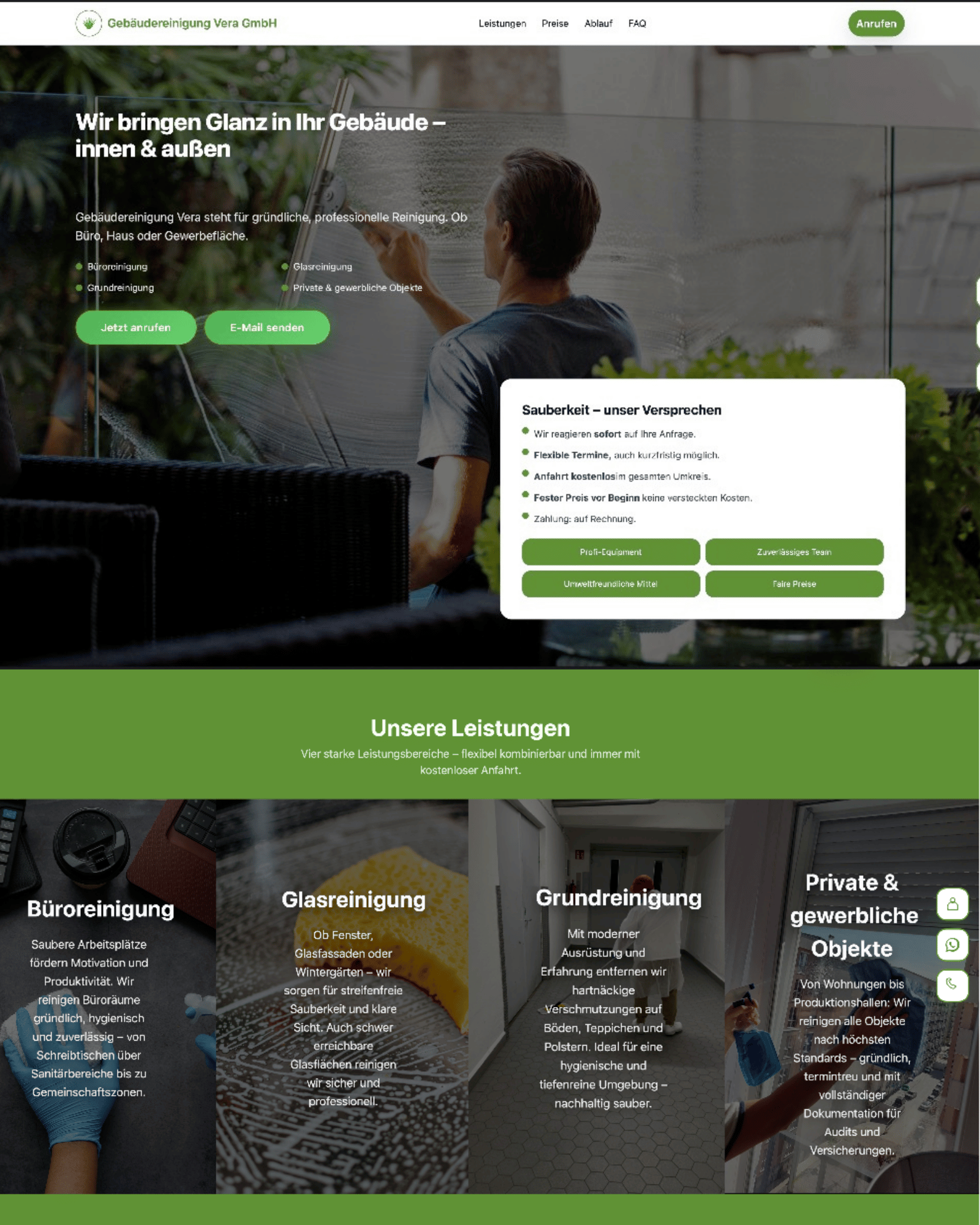 Vera Reinigung — Glas- und Fassadenreinigung Website