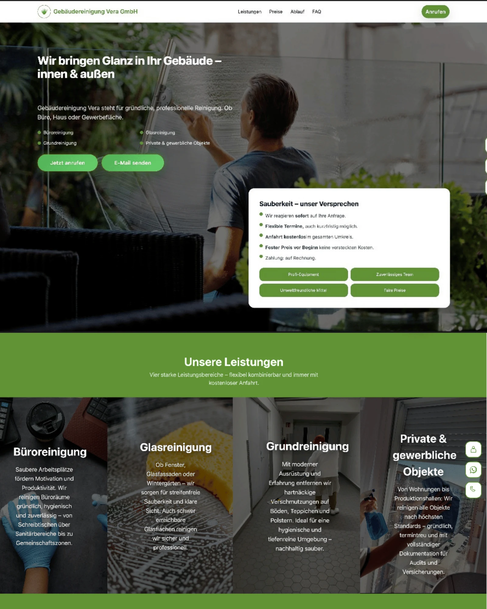 Gebäudereinigung Vera GmbH — Glas- und Fassadenreinigung Website